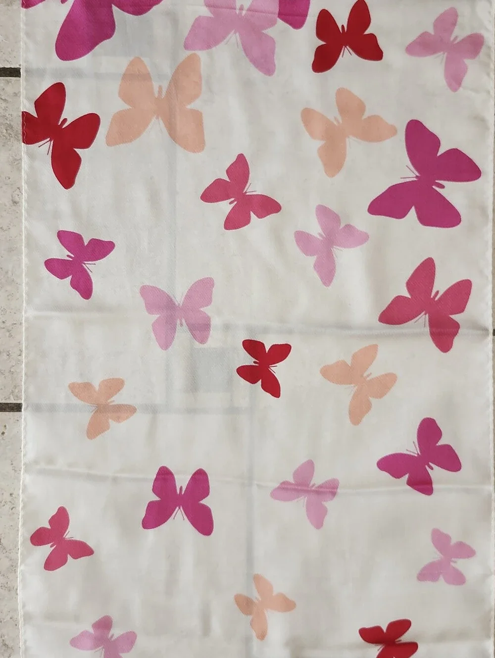 VTG ECHO Butterfly Print Silk Scarf In Pink & Peach